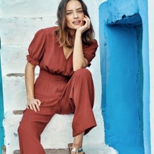 BODEN/ rust flowy jumpsuit puff sleeve 4